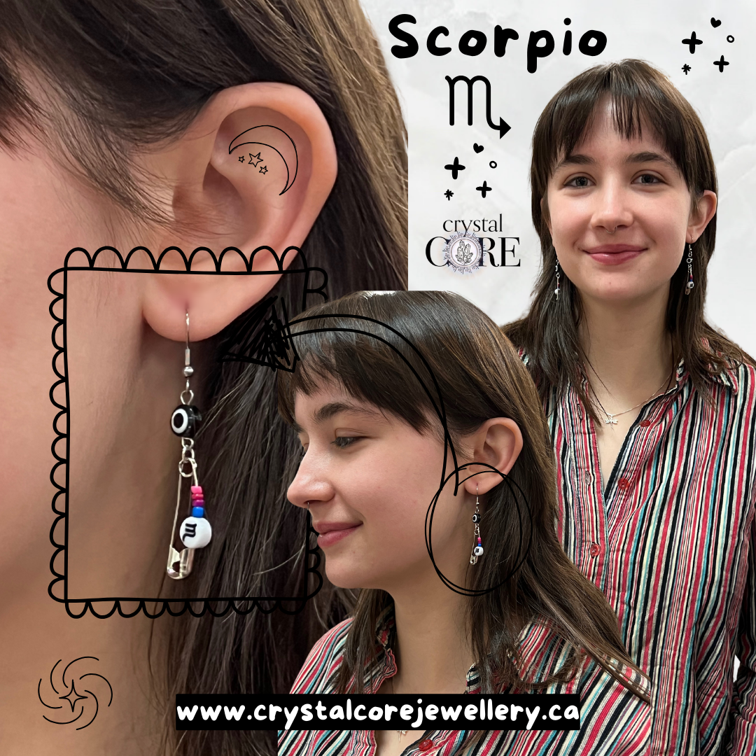 Funky Safety Pin Zodiac & Evil Eye Earrings
