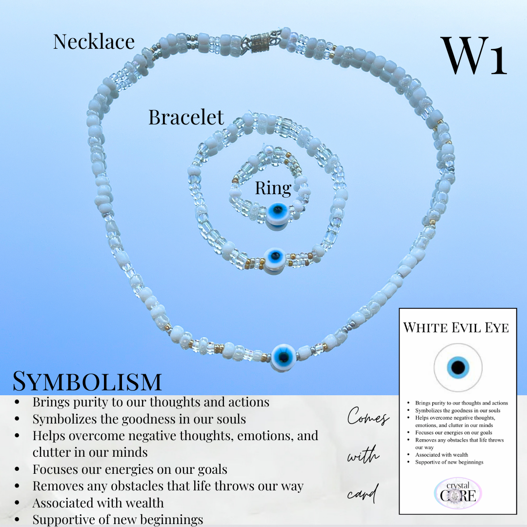 White Seed Bead Evil Eye Choker