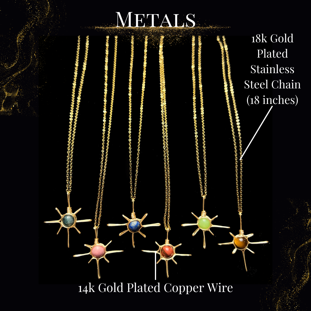 Wire Wrapped Crystal Sun Pendants - 14k Gold Plated