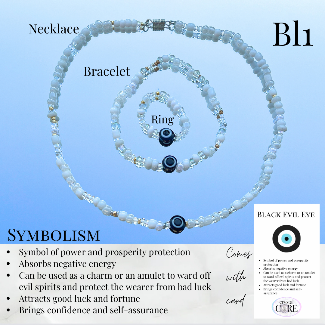 White Stretchy Evil Eye Bracelet