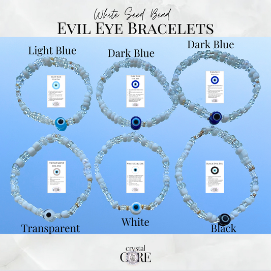 White Stretchy Evil Eye Bracelet