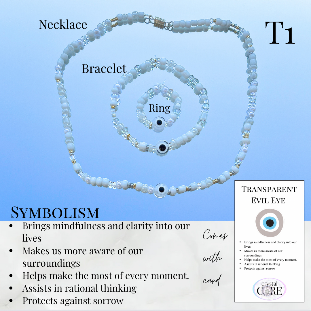 White Stretchy Evil Eye Bracelet