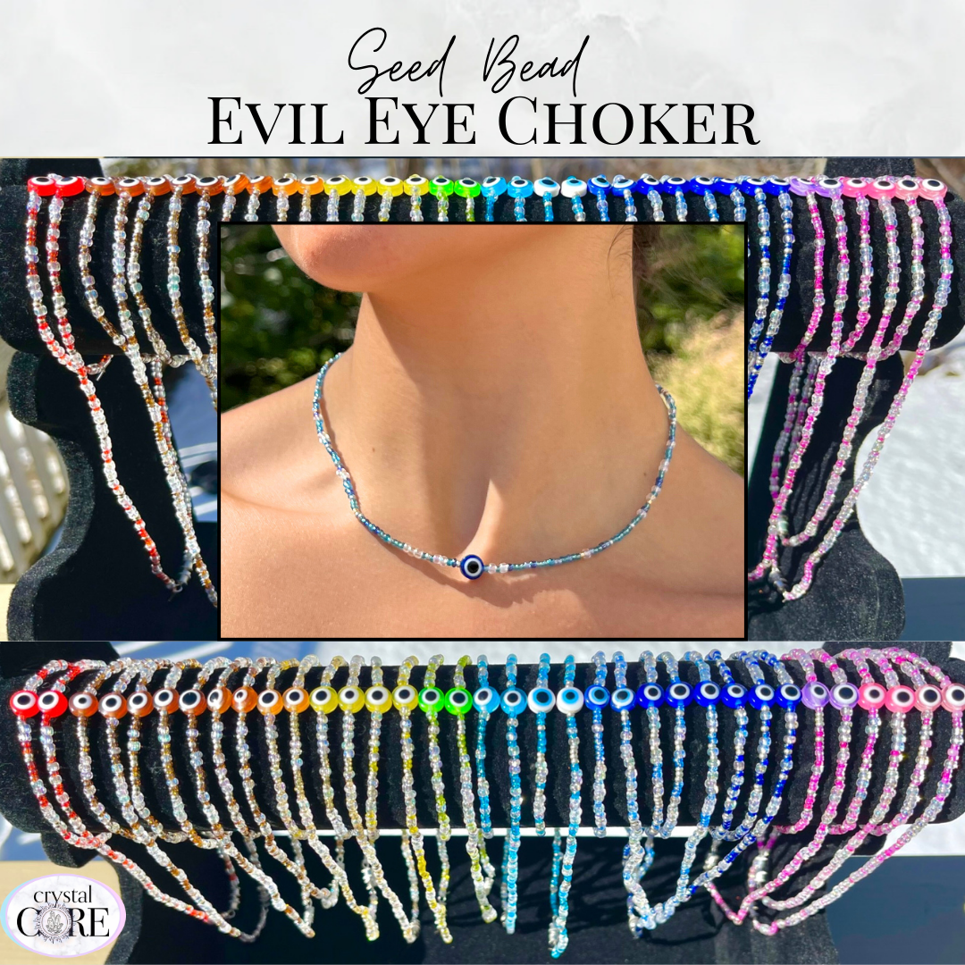 Evil Eye Seed Bead Protection Choker Necklace