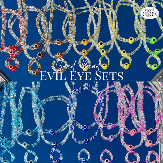 Evil Eye Seed Bead Set (Necklace, Bracelet and Ring)