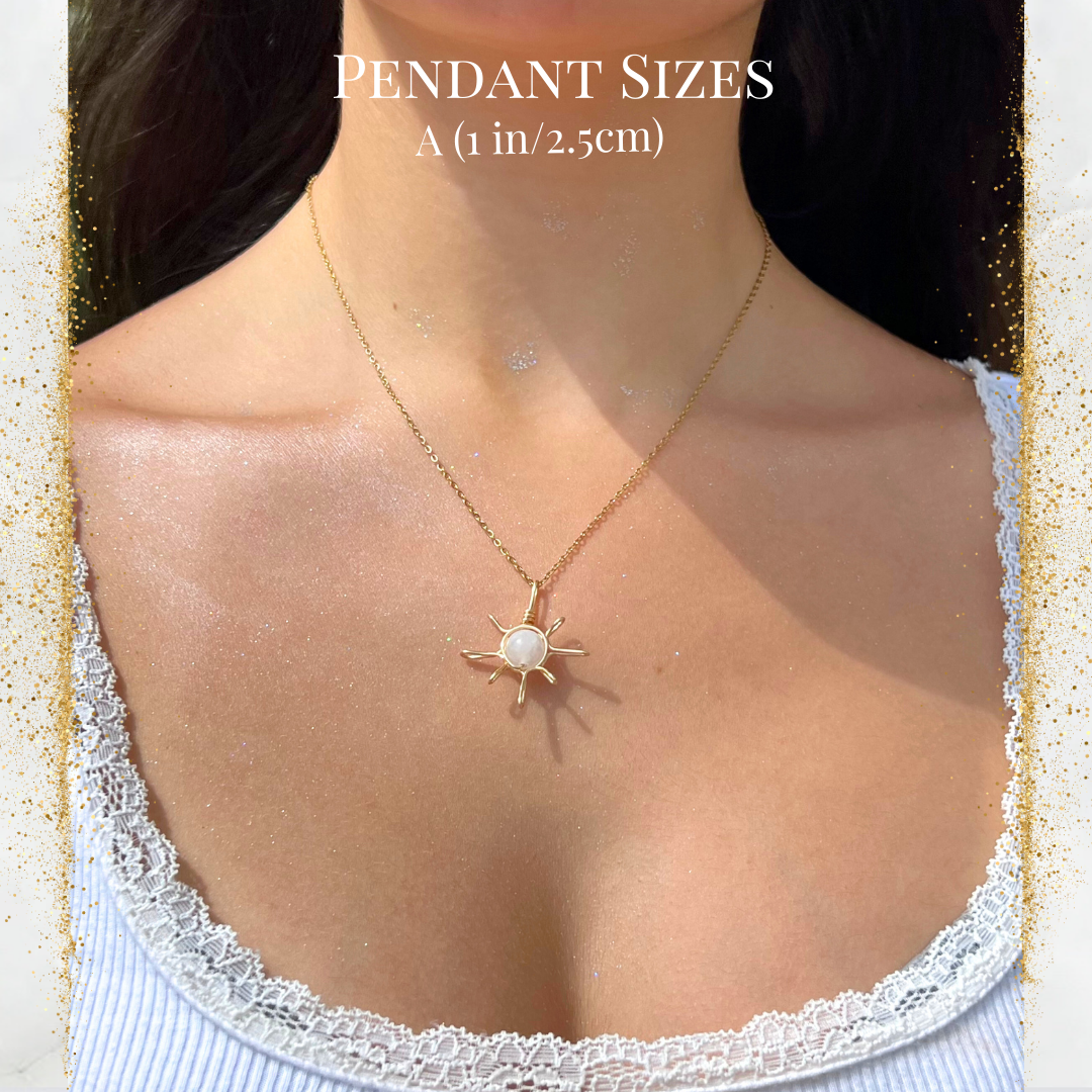 Wire Wrapped Crystal Sun Pendant - 14K Gold Filled