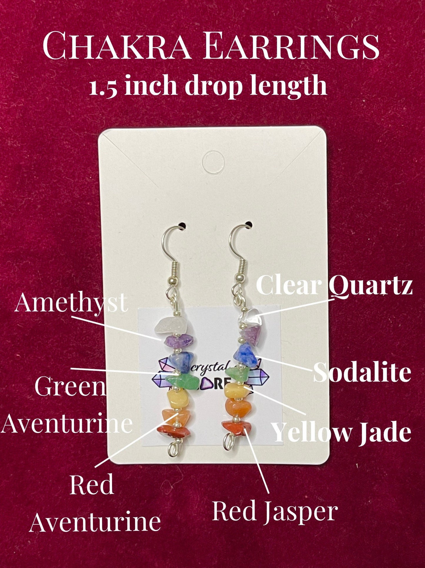 Dainty Chakra Crystal Dangle Earrings