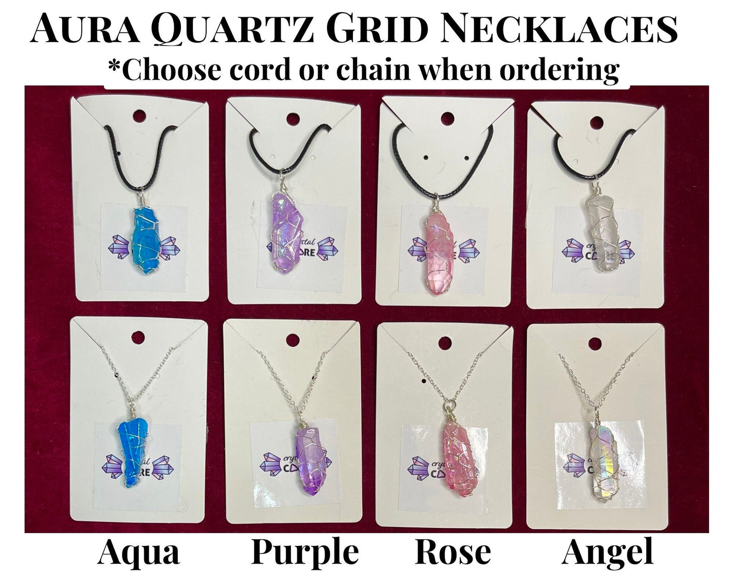 Aura Quartz Wire Wrapped Necklace