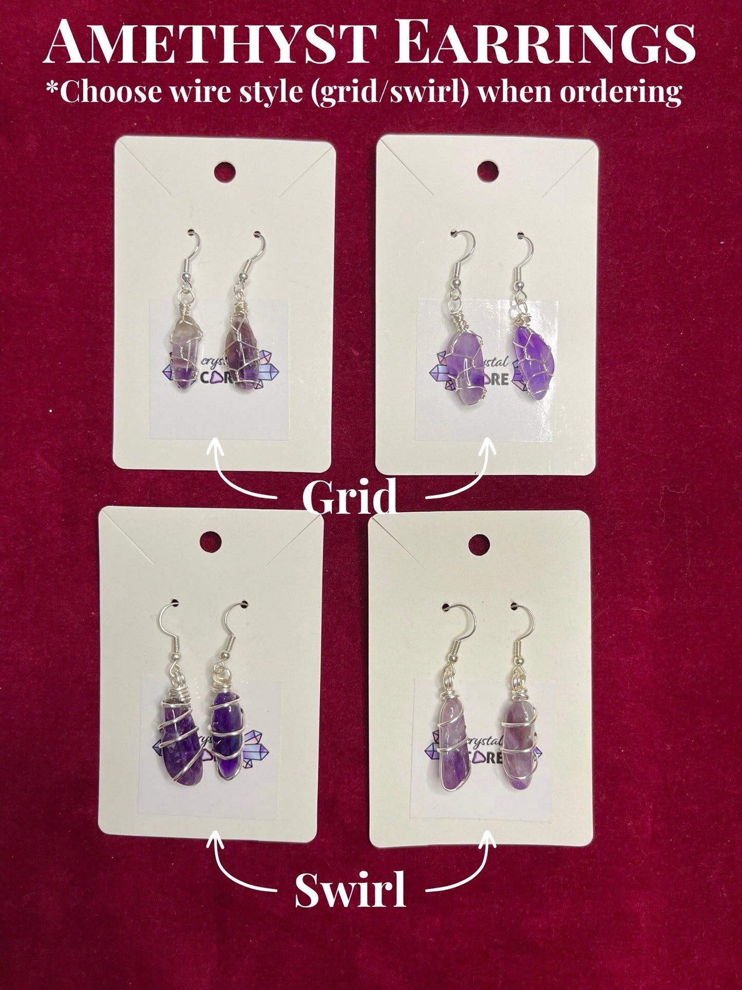 Amethyst Wire Wrapped Dangle Earrings