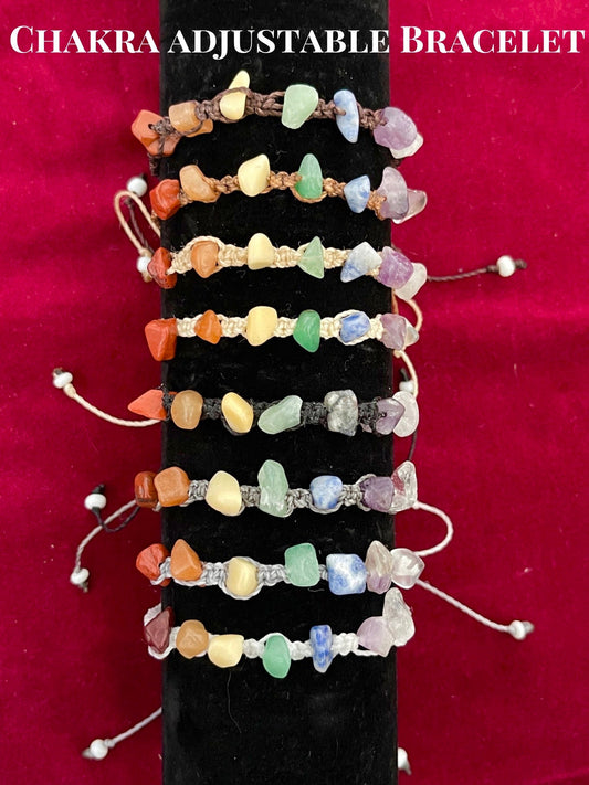 Chakra Crystal Adjustable Bracelet Waxed Brazilian Cord