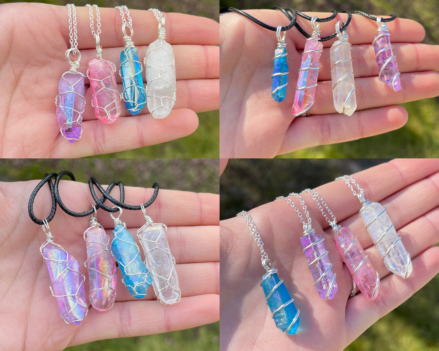 Aura Quartz Wire Wrapped Necklace