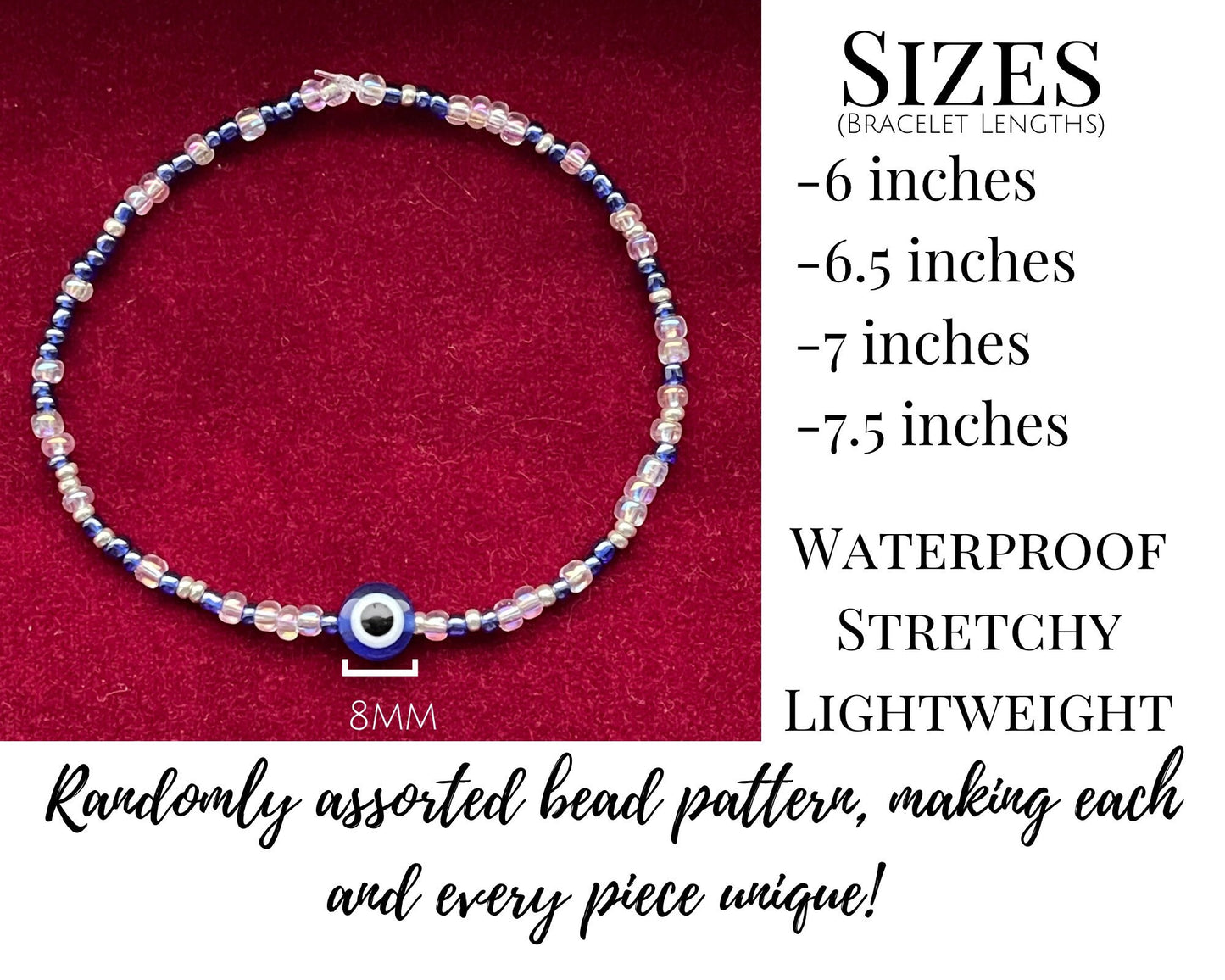 Evil Eye Seed Bead Protection Bracelet